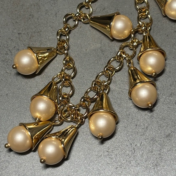 Carolee Gold & Pearl Cascading Necklace , Length 18.5” - Picture 2 of 7